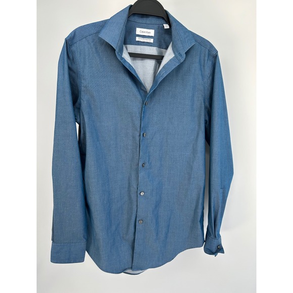 Calvin Klein Other - Calvin Klein Mens Blue Infinite Wrinkle Free Slim Fit Dress Shirt 15 32/33